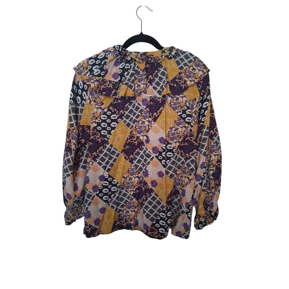 Hofmann Copenhagen Patchwork Print Ruffle Neck Blouse Women's 36
